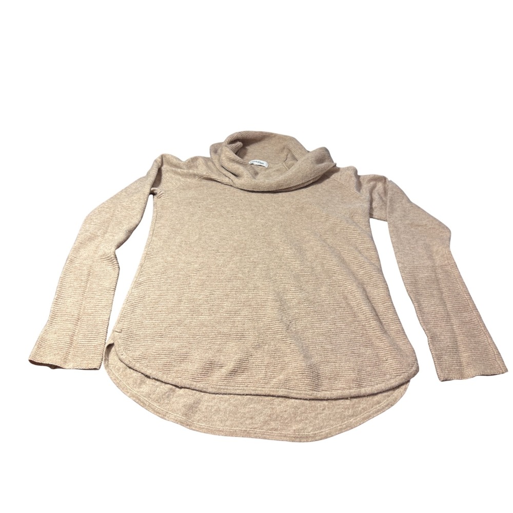 Calvin Klein Kids Tan Ribbed Cowl Neck Sweater High-Low Hem Beige Knit